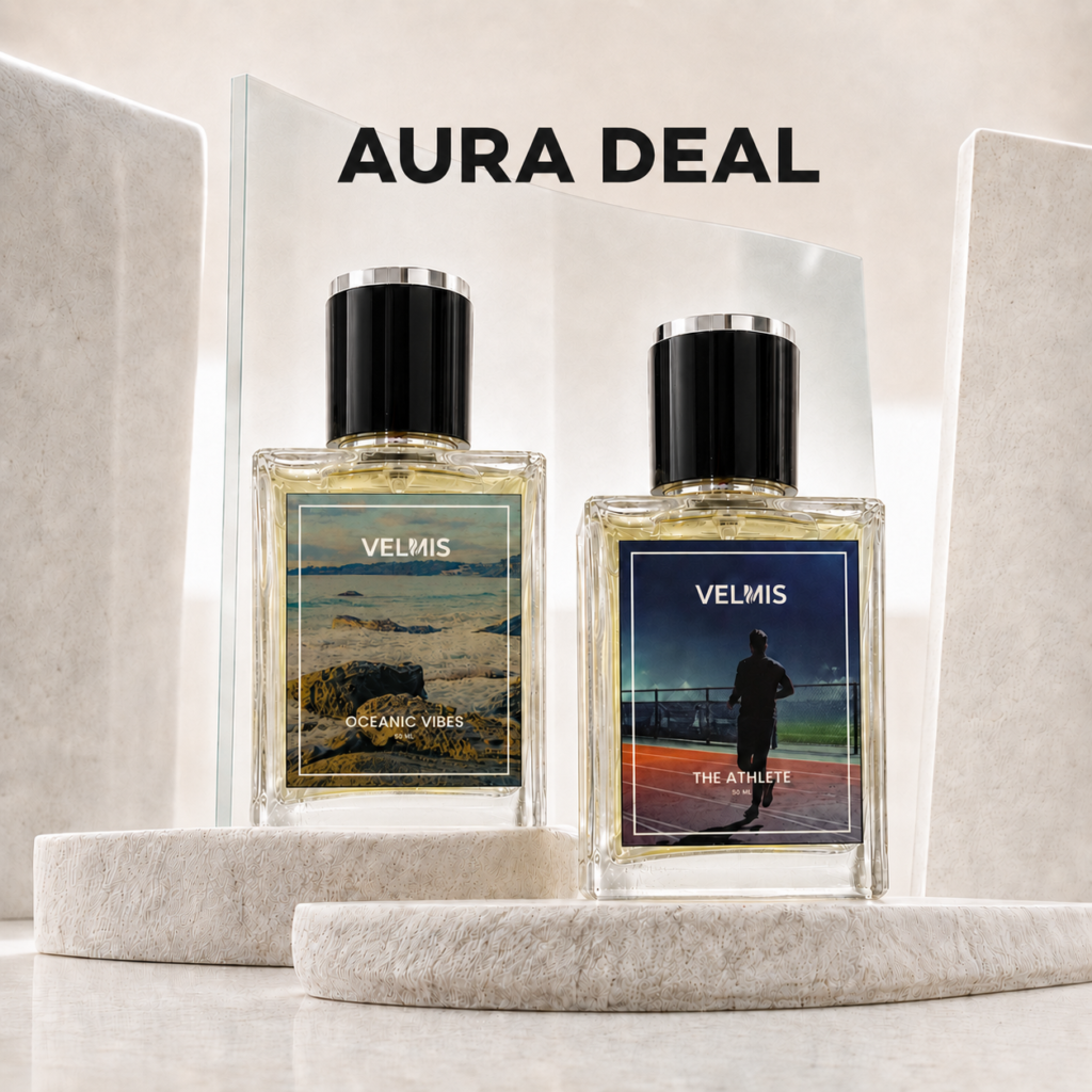 Aura Deal men's perfume set by Velmis featuring The Athlete and Oceanic Vibes