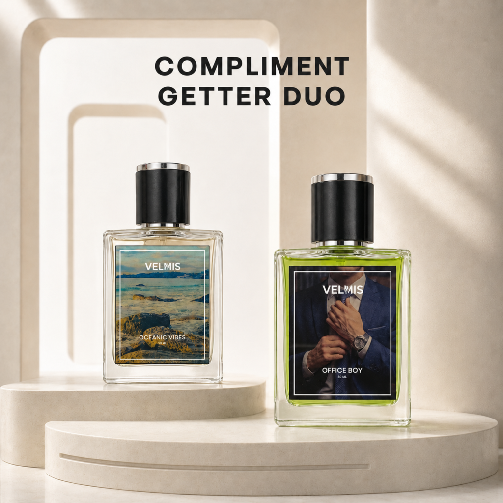 Compliment Getter Duo men's perfume deal by Velmis featuring Oceanic Vibes and Office Boy