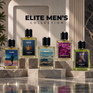 Elite Men's Collection perfume set by Velmis featuring five premium men's fragrances