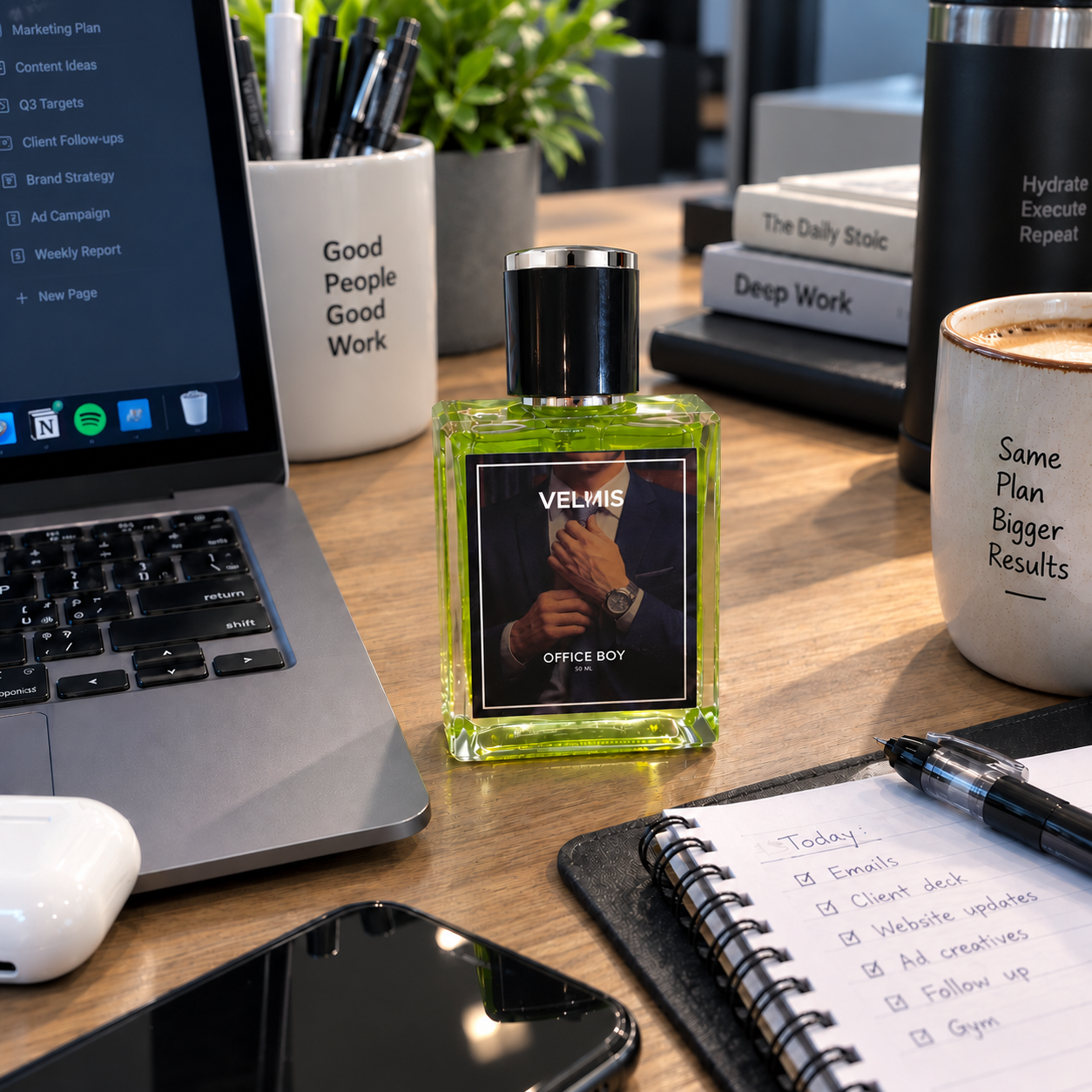 Office Boy Perfume on Office Desk